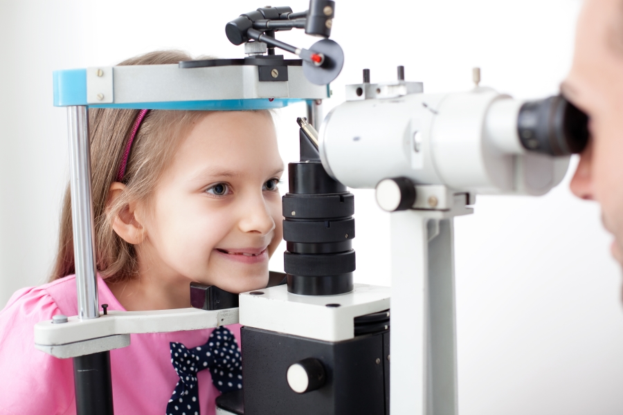 Girl at the eye doctor