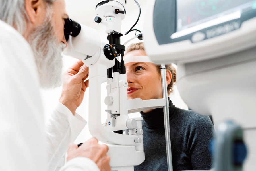 woman getting an eye exam 