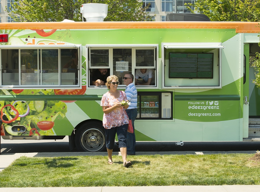 Customer at a food truck