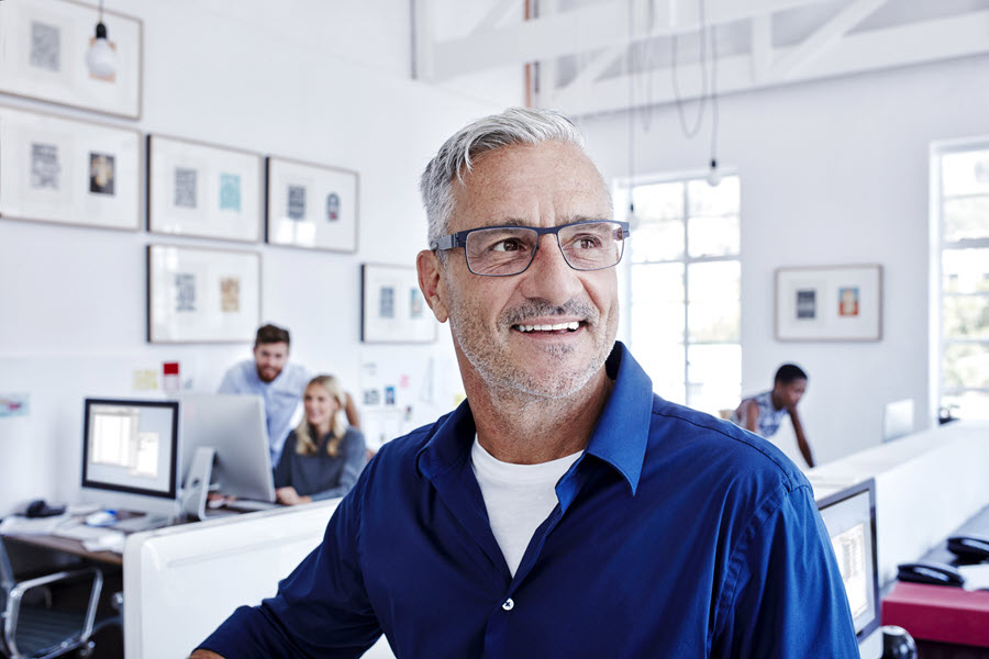 Older working man with glasses