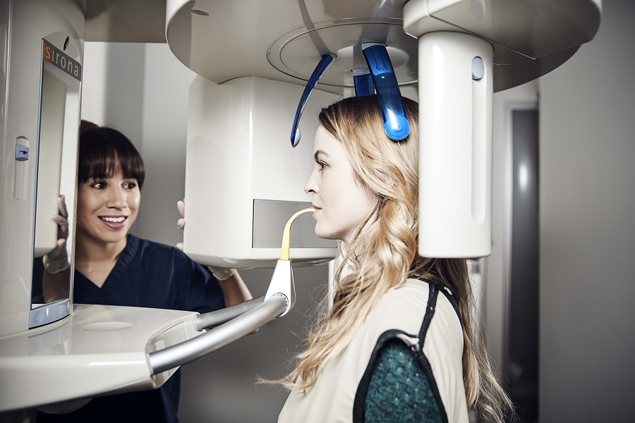 Women getting dental check up