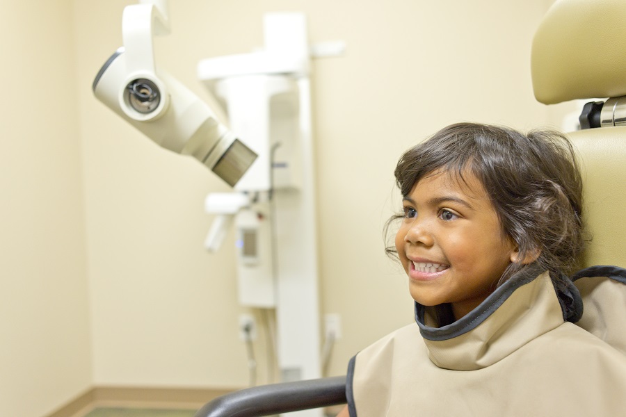 Little girl getting xrays