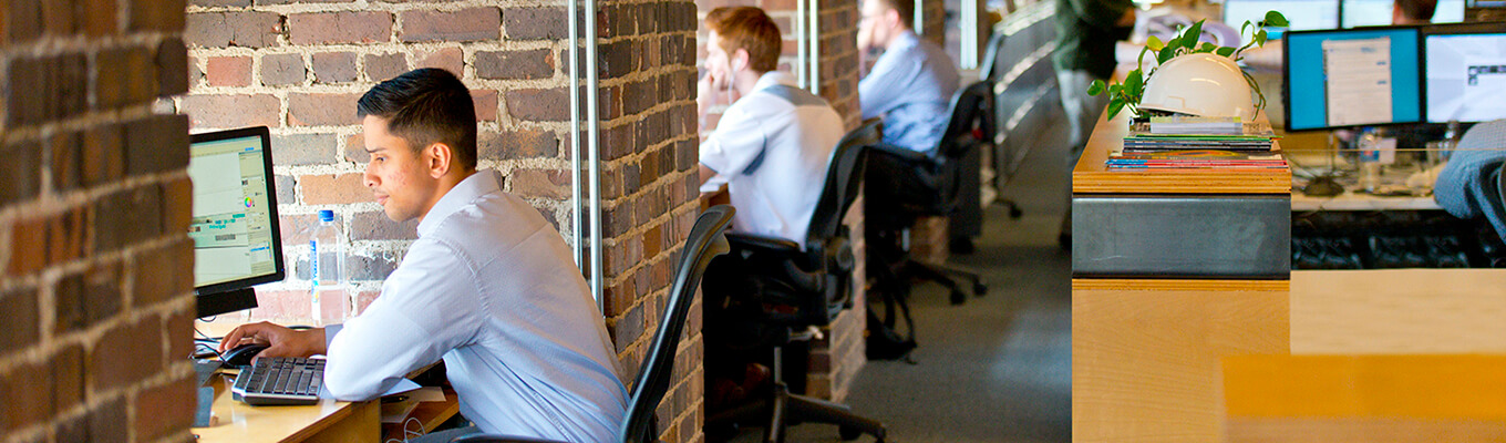 Employees working at desks