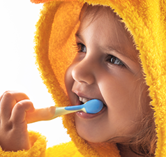 Toddler brushing teeth