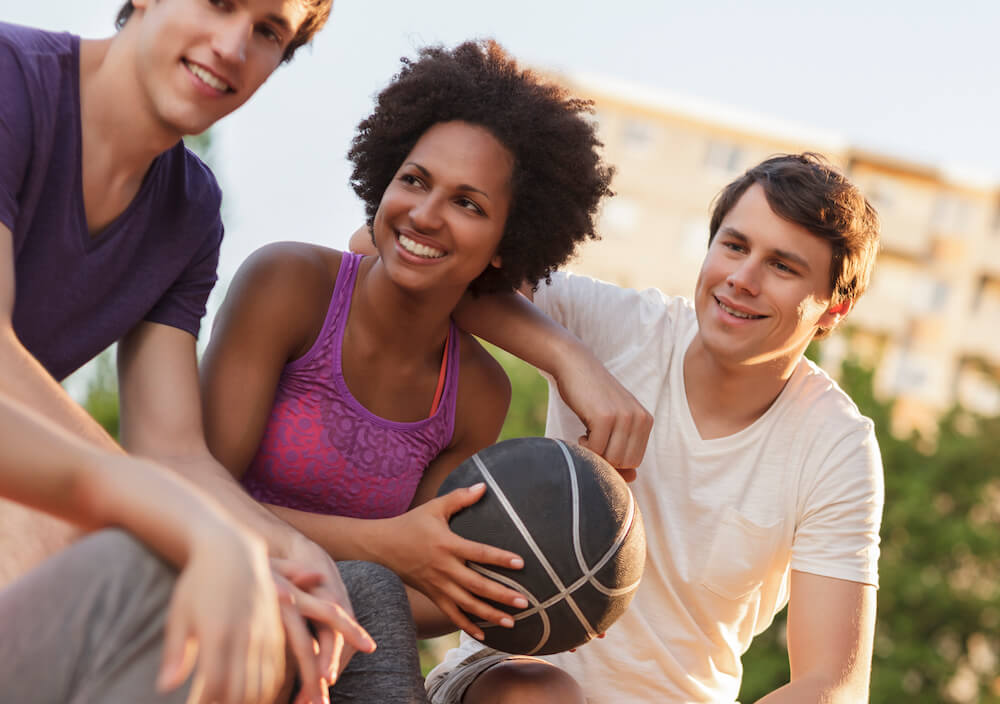 Group of Friends Playing Basketball